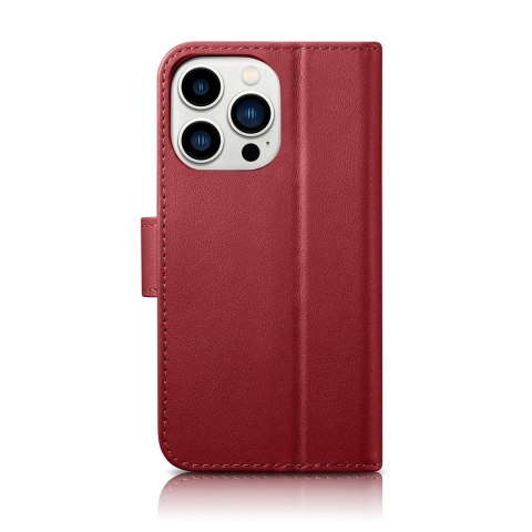 2w1 etui skórzany pokrowiec z klapką iPhone 14 Pro Max Anti-RFID Wallet Case czerwony 2w1 etui skórzany pokrowiec z klapką iPhone 14 Pro Max Anti-RFID Wallet Case czerwony