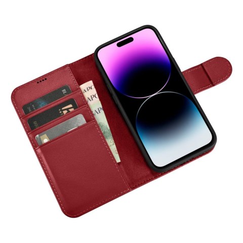 2w1 etui skórzany pokrowiec z klapką iPhone 14 Pro Max Anti-RFID Wallet Case czerwony 2w1 etui skórzany pokrowiec z klapką iPhone 14 Pro Max Anti-RFID Wallet Case czerwony