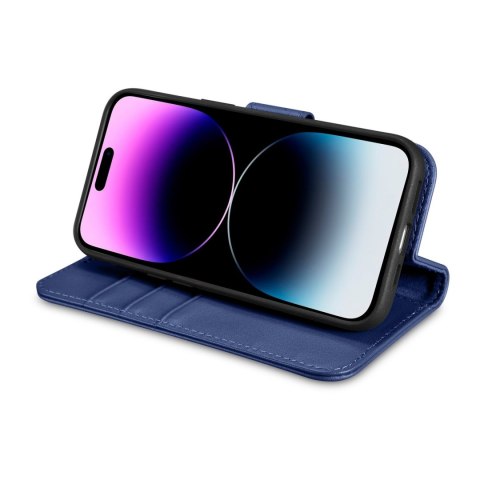 2w1 etui skórzany pokrowiec z klapką iPhone 14 Pro Max Anti-RFID Wallet Case niebieski 2w1 etui skórzany pokrowiec z klapką iPhone 14 Pro Max Anti-RFID Wallet Case niebieski