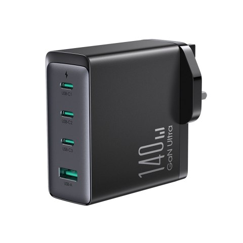 Ładowarka sieciowa GaN 140W wtyczka angielska UK 3x USB-C USB-A + kabel USB-C 1.2m Ładowarka sieciowa GaN 140W wtyczka angielska UK 3x USB-C USB-A + kabel USB-C 1.2m