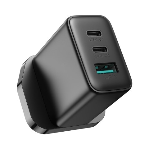 Szybka ładowarka sieciowa 2x USB-C USB-A 32W wtyczka angielska UK 32W czarna Szybka ładowarka sieciowa 2x USB-C USB-A 32W wtyczka angielska UK 32W czarna