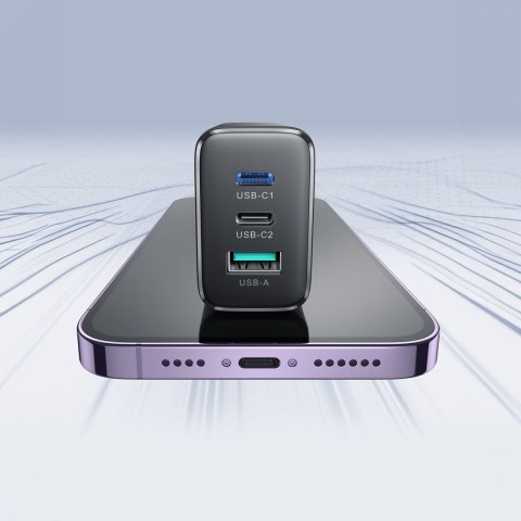 Szybka ładowarka sieciowa 2x USB-C USB-A 32W wtyczka angielska UK 32W czarna Szybka ładowarka sieciowa 2x USB-C USB-A 32W wtyczka angielska UK 32W czarna