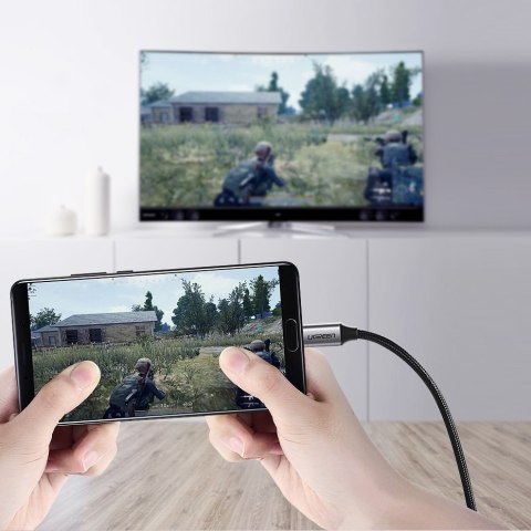 Kabel przewód przejściówka HDMI - USB-C 4K 60Hz 1.5m czarno-szary Kabel przewód przejściówka HDMI - USB-C 4K 60Hz 1.5m czarno-szary