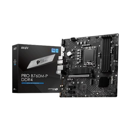 MSI PRO B760M-P Rodzina procesorów DDR4 Intel, Gniazdo procesora LGA1700, DDR4 DIMM, Gniazda pamięci 4, Obsługiwane interfejsy d MSI PRO B760M-P Rodzina procesorów DDR4 Intel, Gniazdo procesora LGA1700, DDR4 DIMM, Gniazda pamięci 4, Obsługiwane interfejsy d