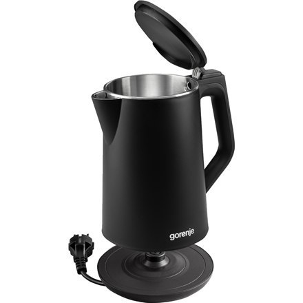 Czajnik Gorenje K15DWBK elektryczny, 2200 W, 1,5 l, stal nierdzewna, podstawa obrotowa 360°, czarny Czajnik Gorenje K15DWBK elektryczny, 2200 W, 1,5 l, stal nierdzewna, podstawa obrotowa 360°, czarny