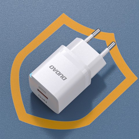 Ładowarka sieciowa GaN 33W PPS USB-C USB-A biała Ładowarka sieciowa GaN 33W PPS USB-C USB-A biała