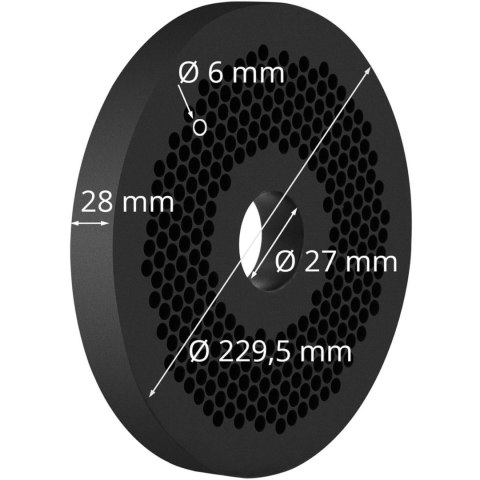 Matryca sitko do pelletu peleciarki WIE-PM-2000 śr. 229.5 mm x 28 mm otwory 6 mm Matryca sitko do pelletu peleciarki WIE-PM-2000 śr. 229.5 mm x 28 mm otwory 6 mm