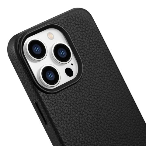 Skórzane etui iPhone 14 Pro magnetyczne z MagSafe Litchi Premium Leather Case czarny Skórzane etui iPhone 14 Pro magnetyczne z MagSafe Litchi Premium Leather Case czarny
