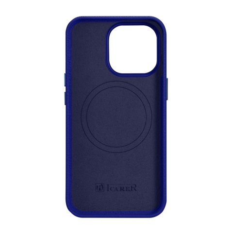 Skórzane etui iPhone 14 Pro magnetyczne z MagSafe Litchi Premium Leather Case granatowy Skórzane etui iPhone 14 Pro magnetyczne z MagSafe Litchi Premium Leather Case granatowy
