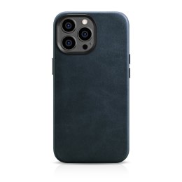 Skórzane etui iPhone 14 Pro magnetyczne z MagSafe Oil Wax Premium Leather Case ciemnoniebieski