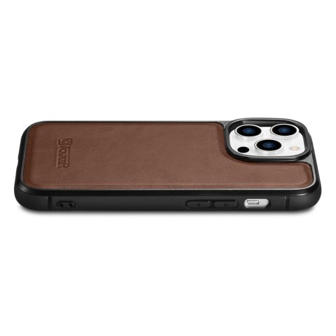 Etui pokryte naturalną skórą do iPhone 14 Pro Max Leather Oil Wax ciemny brąz Etui pokryte naturalną skórą do iPhone 14 Pro Max Leather Oil Wax ciemny brąz