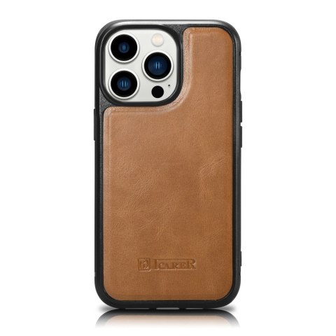 Etui pokryte naturalną skórą do iPhone 14 Pro Max Leather Oil Wax jasny brąz Etui pokryte naturalną skórą do iPhone 14 Pro Max Leather Oil Wax jasny brąz