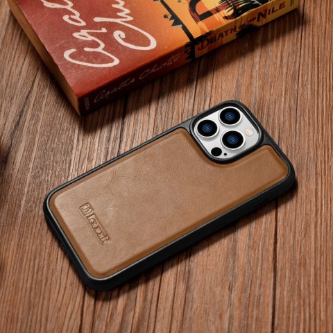 Etui pokryte naturalną skórą do iPhone 14 Pro Max Leather Oil Wax jasny brąz Etui pokryte naturalną skórą do iPhone 14 Pro Max Leather Oil Wax jasny brąz