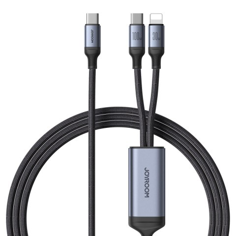 2w1 Kabel przewód Speedy Series USB-C - USB-C / iPhone Lightning 100W 1.5m czarny 2w1 Kabel przewód Speedy Series USB-C - USB-C / iPhone Lightning 100W 1.5m czarny