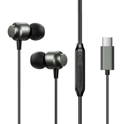 Zestaw słuchawkowy słuchawki douszne USB-C JR-EC06 szare Zestaw słuchawkowy słuchawki douszne USB-C JR-EC06 szare