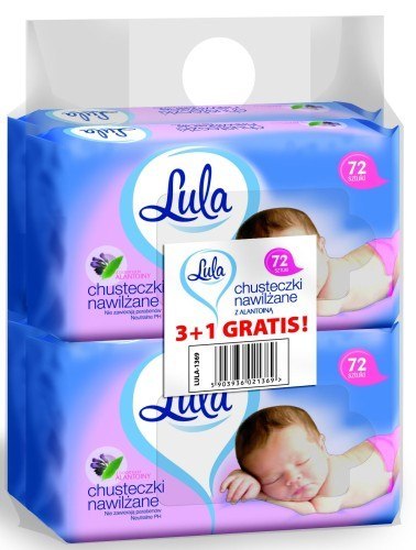 LULA Chusteczki nawilżane z ALANTOINĄ 72szt 3szt + 1szt gratis LULA Chusteczki nawilżane z ALANTOINĄ 72szt 3szt + 1szt gratis