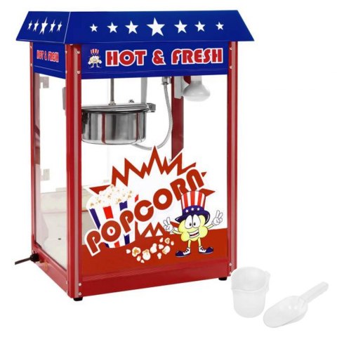 Maszyna do popcornu z niebieskim daszkiem TEFLON 1600W Maszyna do popcornu z niebieskim daszkiem TEFLON 1600W
