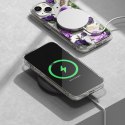 Pancerne etui pokrowiec z żelową ramką iPhone 14 Plus Fusion Design Purple Rose przezroczysty