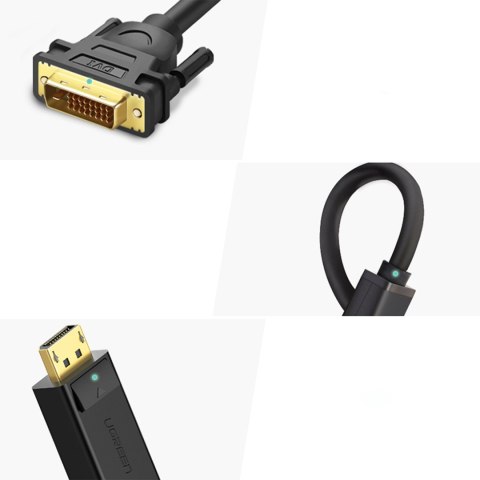 Kabel przewód DisplayPort - DVI 2m pozłacane wtyki czarny Kabel przewód DisplayPort - DVI 2m pozłacane wtyki czarny