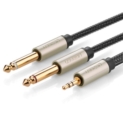 Kabel przewód audio mini jack 3.5 mm - 2 x jack 6.35mm 2m szary Kabel przewód audio mini jack 3.5 mm - 2 x jack 6.35mm 2m szary