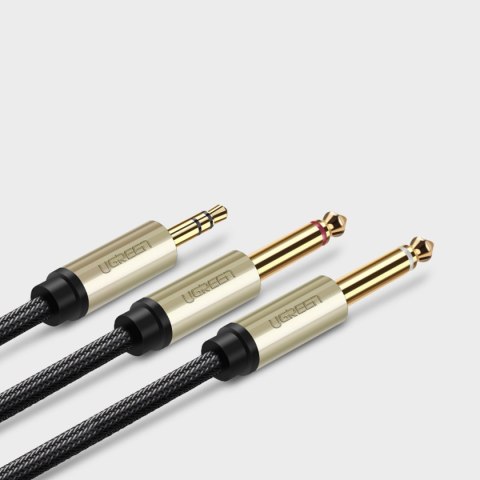 Kabel przewód audio mini jack 3.5 mm - 2 x jack 6.35mm 2m szary Kabel przewód audio mini jack 3.5 mm - 2 x jack 6.35mm 2m szary