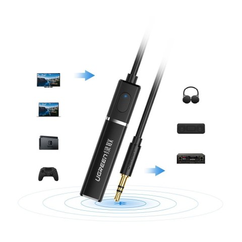 Transmiter Bluetooth 5.0 bezprzewodowy adapter audio 3.5 mm mini jack czarny Transmiter Bluetooth 5.0 bezprzewodowy adapter audio 3.5 mm mini jack czarny