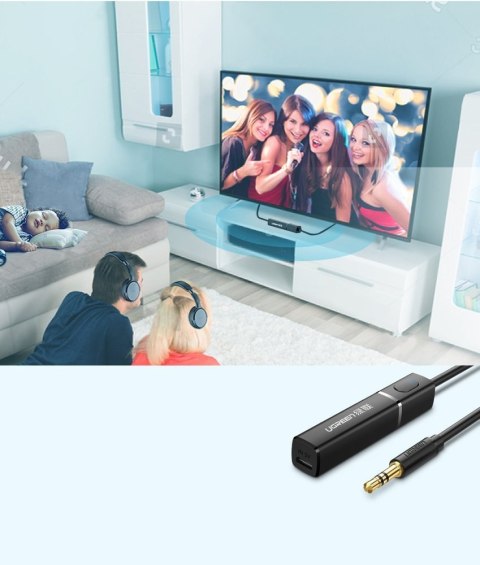 Transmiter Bluetooth 5.0 bezprzewodowy adapter audio 3.5 mm mini jack czarny Transmiter Bluetooth 5.0 bezprzewodowy adapter audio 3.5 mm mini jack czarny