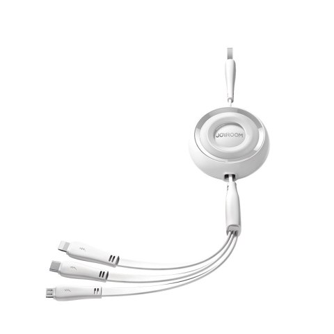 3w1 Kabel zwijany Colorful Series USB-A do USB-C / iPhone Lightning / microUSB 1m biały 3w1 Kabel zwijany Colorful Series USB-A do USB-C / iPhone Lightning / microUSB 1m biały