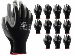 Rękawice robocze / czarno-szare / Rozmiar: 8 - M / RTEPO_BS8 - 12 szt.