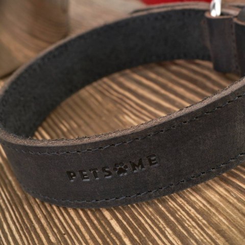 OBROŻA DLA PSA ZE SKÓRY NATURALNEJ BRĄZOWA VINTAGE ROZM. S/M PETSOME 18P02S