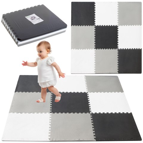Puzzle piankowe mata dla dzieci 180x180cm 9 elementów szaro-kremowa Puzzle piankowe mata dla dzieci 180x180cm 9 elementów szaro-kremowa