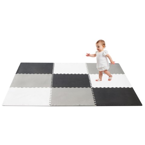 Puzzle piankowe mata dla dzieci 180x180cm 9 elementów szaro-kremowa Puzzle piankowe mata dla dzieci 180x180cm 9 elementów szaro-kremowa