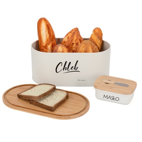 CHLEBAK STALOWY + MASELNICZKA Z NOŻYKIEM E-6022 CHLEBAK STALOWY + MASELNICZKA Z NOŻYKIEM E-6022