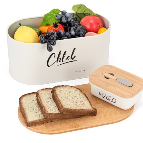 CHLEBAK STALOWY + MASELNICZKA Z NOŻYKIEM E-6022 CHLEBAK STALOWY + MASELNICZKA Z NOŻYKIEM E-6022