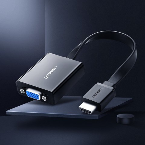 Adapter przejściówka HDMI - VGA micro USB AUX audio 3.5 mm mini jack czarny Adapter przejściówka HDMI - VGA micro USB AUX audio 3.5 mm mini jack czarny