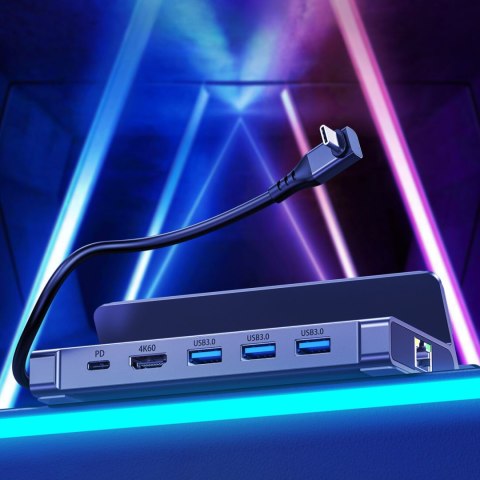 HUB Adapter do Steam Deck USB-C USB-A HDMI RJ45 PD szary HUB Adapter do Steam Deck USB-C USB-A HDMI RJ45 PD szary