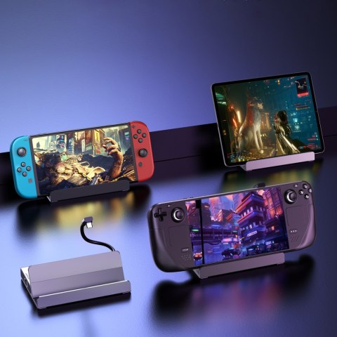 HUB Adapter do Steam Deck USB-C USB-A HDMI RJ45 PD szary HUB Adapter do Steam Deck USB-C USB-A HDMI RJ45 PD szary