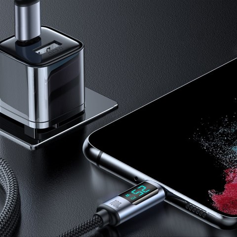 Kabel przewód USB-C z wyświetlaczem LED 100W 1.2m czarny Kabel przewód USB-C z wyświetlaczem LED 100W 1.2m czarny