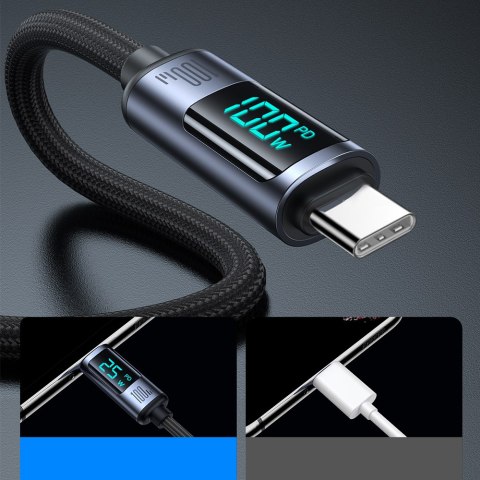 Kabel przewód USB-C z wyświetlaczem LED 100W 1.2m czarny Kabel przewód USB-C z wyświetlaczem LED 100W 1.2m czarny