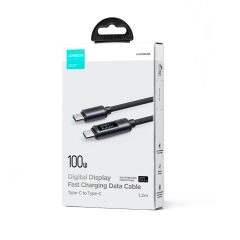 Kabel przewód USB-C z wyświetlaczem LED 100W 1.2m czarny Kabel przewód USB-C z wyświetlaczem LED 100W 1.2m czarny