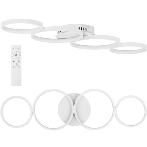 Lampa sufitowa nowoczesna LED z pilotem - 4 białe okręgi Lampa sufitowa nowoczesna LED z pilotem - 4 białe okręgi