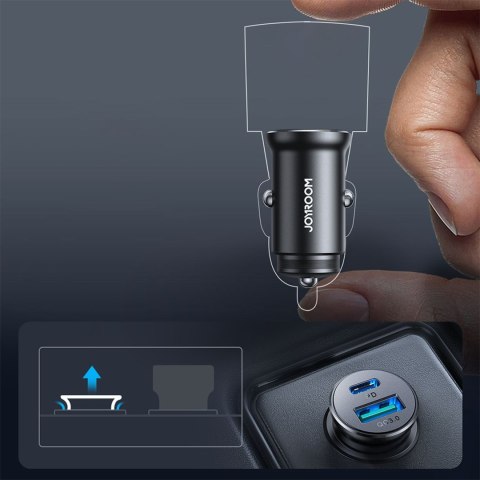 Mini ładowarka samochodowa 30W USB-A QC3.0 USB-C PD czarna Mini ładowarka samochodowa 30W USB-A QC3.0 USB-C PD czarna