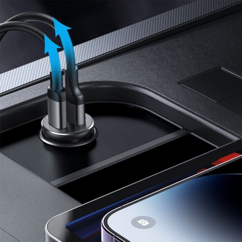 Mini ładowarka samochodowa 30W USB-A QC3.0 USB-C PD czarna Mini ładowarka samochodowa 30W USB-A QC3.0 USB-C PD czarna