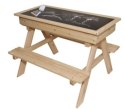 Meble ogrodowe dla dzieci stolik + 2 ławki piaskownica tablica kredowa schowek 93 x 78 x 68 cm