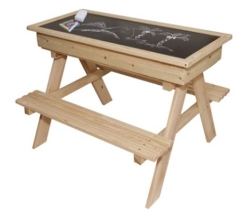 Meble ogrodowe dla dzieci stolik + 2 ławki piaskownica tablica kredowa schowek 93 x 78 x 68 cm Meble ogrodowe dla dzieci stolik + 2 ławki piaskownica tablica kredowa schowek 93 x 78 x 68 cm