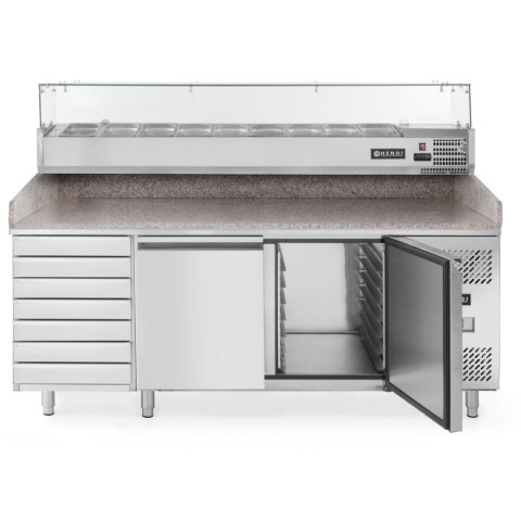Stół chłodniczy do pizzy 2-drzwiowy z 7 szufladami blat granitowy szer. 202cm - Hendi 232842 Stół chłodniczy do pizzy 2-drzwiowy z 7 szufladami blat granitowy szer. 202cm - Hendi 232842