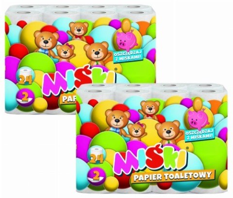 Papier toaletowy 24R MIŚKI 2W MIX - 48 Rolek Papier toaletowy 24R MIŚKI 2W MIX - 48 Rolek