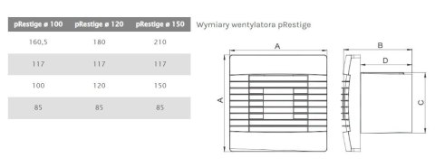 WENTYLATOR ŁAZIENKOWY PRESTIGE 100 ZGS, ŻALUZJA,STANDARDOWY. WENTYLATOR ŁAZIENKOWY PRESTIGE 100 ZGS, ŻALUZJA,STANDARDOWY.
