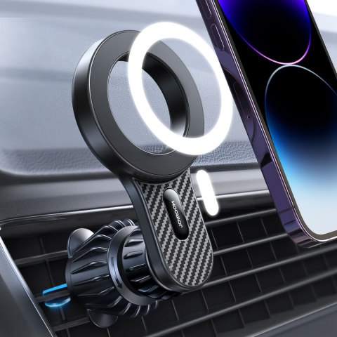Magnetyczny uchwyt samochodowy do iPhone z MagSafe na kratkę wentylacyjną czarny Magnetyczny uchwyt samochodowy do iPhone z MagSafe na kratkę wentylacyjną czarny