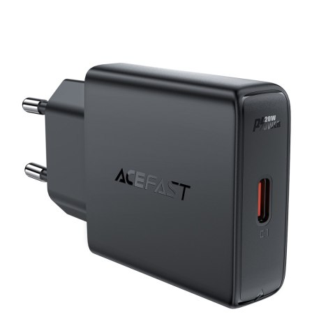 Mała płaska ładowarka sieciowa GaN PD 20W USB-C czarna